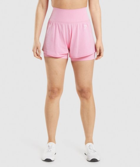 Women's Gymshark Vital Seamless 2.0 2-in-1 Shorts Pink | NZ 3PHJEF